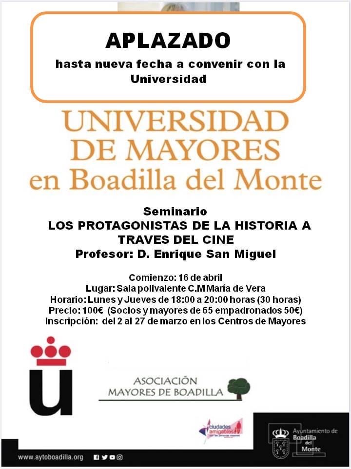 APLAZADO SEMINARIO UNIVERSIDAD DE MAYORES: 
